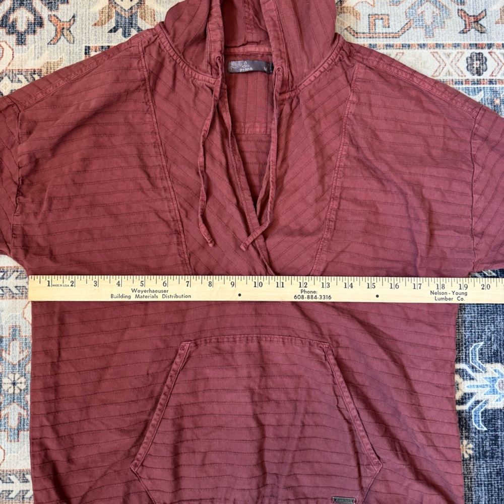 Prana Farin Hooded Pullover Organic Cotton Brick Red Women’s Size Medium - Picture 10 of 12